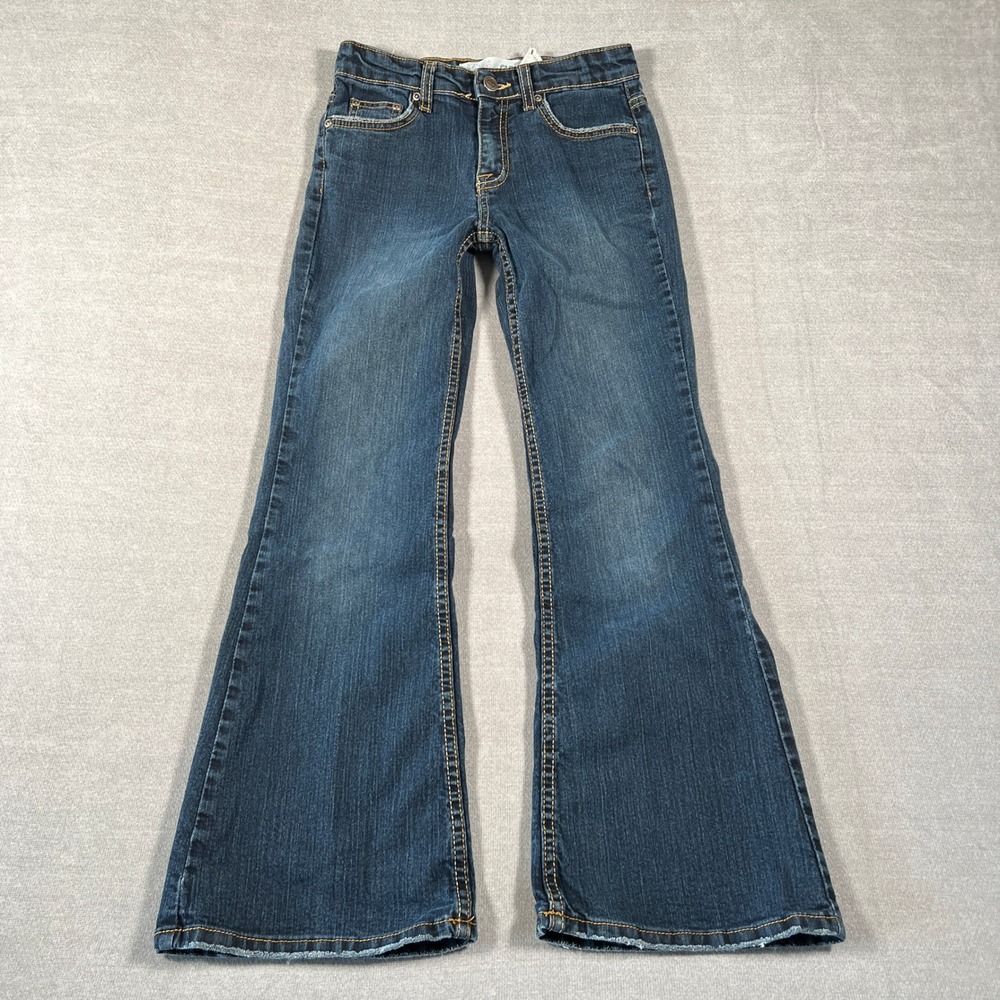 Faded Glory Stretch Flare Slim Mid Rise Denim Jeans Girls 12 Slim Blue Cotton